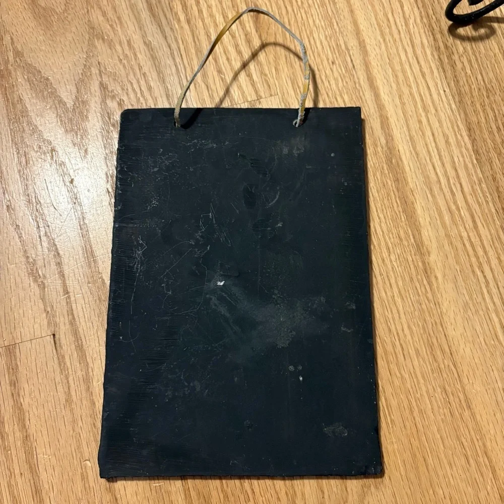 Vintage Halloween Pumpkin Painted Slate Stone Sign Hanging Decor Orange Black